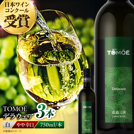 ワイン TOMOE デラウェア 白 やや辛口 750ml×3本 受賞 [APAZ090] 白ワイン