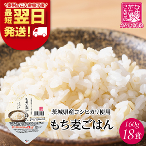 [最短翌日発送] パックライス コシヒカリ もち麦 160g×18食|パックライス スピード 茨城県 行方市(HE-5)