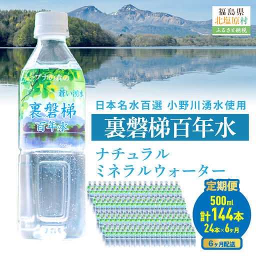 【6ヵ月定期便】裏磐梯百年水 ナチュラルミネラルウォーター（500ml×24本×6回） KBJ038
