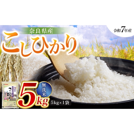 【令和7年産米】無洗米 奈良県産 こしひかり 5kg（5kg×1袋）／ 全農パールライス 米 お米 白米 国産 奈良県 葛城市 こめ コメ ライス ご飯 ごはん ふっくら もちもち つやつや おいしい 美味しい 贈り物 国産 特産品 産地直送 数量限定 人気 おすすめ 5キロ 【prr007A】