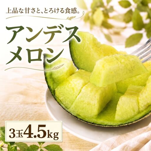 【2027年発送】 アンデスメロン 3玉 4.5kg前後 青肉メロン