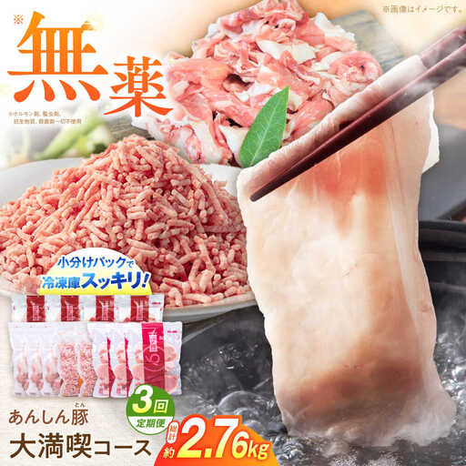 [3回定期便]豚肉大満喫コース 計2.76kg 藤井ファーム[AWAF072]豚肉セット