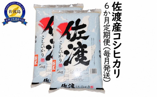 【定期便 6回 】コシヒカリ 精米 10kg 計60キロ | 新潟県 佐渡市 コシヒカリ