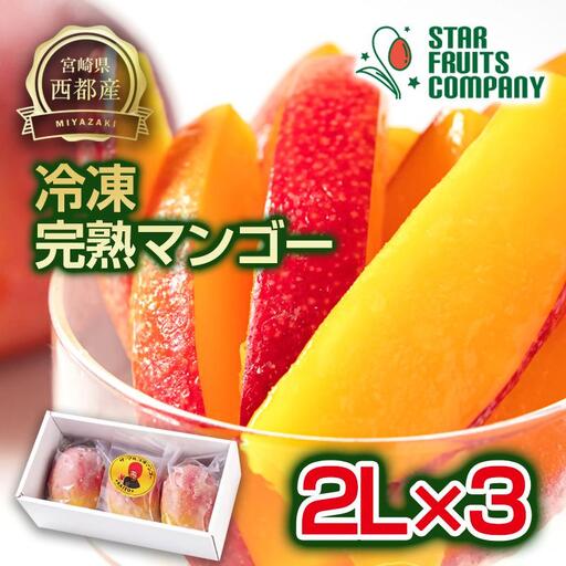 まるごと冷凍マンゴー2Lサイズ×3玉 [マンゴー専門 スターフルーツカンパニ]生産者直送[33-3a]