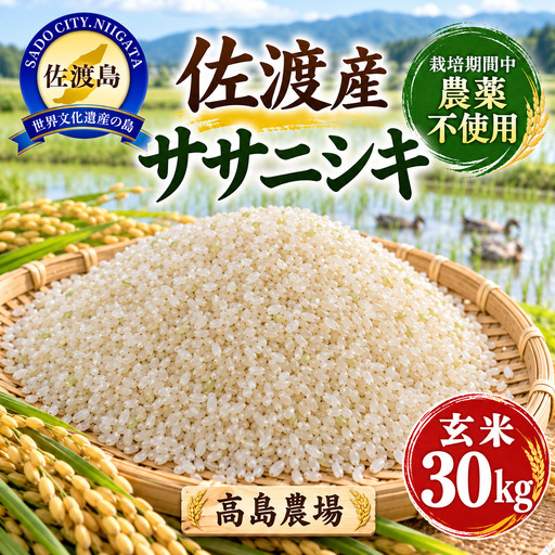 有機農業 30kg 玄米 高島農場 | ササニシキ 新潟県 佐渡市 玄米