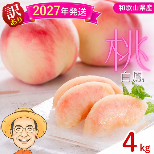 桃 白鳳 約4kg 箱 (13～15個) 【訳あり】サイズ不揃い カキエモン農園【BX-kkem030】