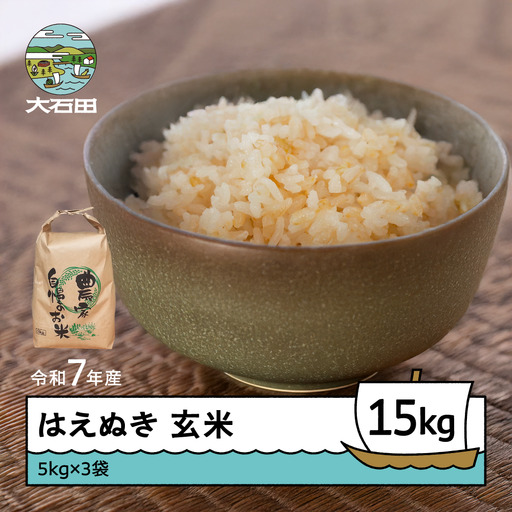 令和7年産 はえぬき  玄米 順次発送 15kg 5kg×3袋 山形県産 ap-hagxa15-0