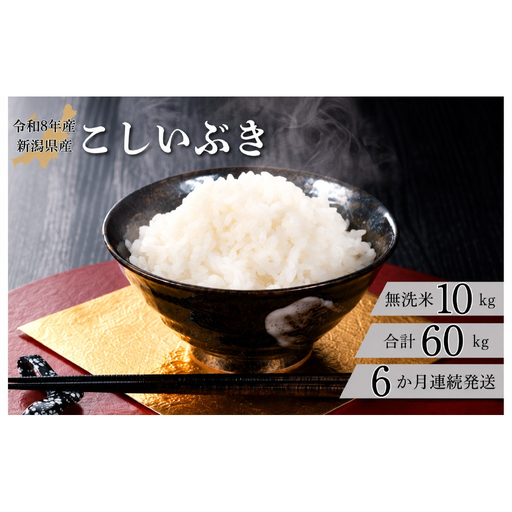 米 【6か月定期便】R8年産 新潟県産 こしいぶき 10kg （無洗米）
