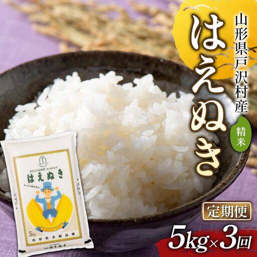 ≪新米先行予約≫【定期便3回】令和8年度 戸沢村産 はえぬき 5kg×3回 合計15kg 精米 お米 F7W-0527