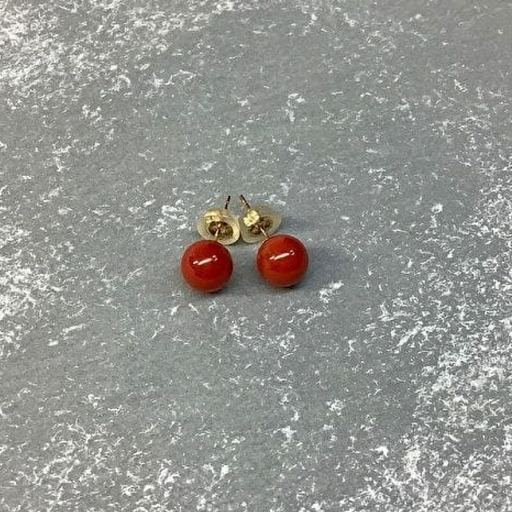 【珊瑚】ピアス 赤玉珊瑚 K18G