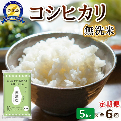 コシヒカリ 無洗米 5kg 6ヶ月連続お届け 定期便 | 新潟県 佐渡市 コシヒカリ