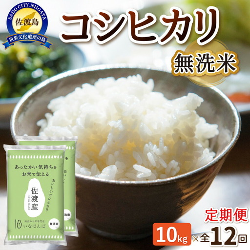 【12ヶ月連続お届け】無洗米佐渡産コシヒカリ 10kg（5kg×2）