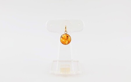 Amberlogue ペンダント 丸（金属素材：K10　琥珀：9mm　サイズ：全長15mm）