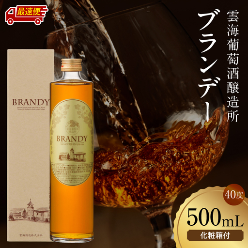ブランデー 熟成 ブランデー[【最速便】雲海葡萄酒醸造所 500ml 国産 国産ブランデー 酒 洋酒 お酒 アルコール 果実酒 葡萄酒 蒸留 贈答用 贈り物 ギフト プレゼント 記念日 誕生日 イベント 手土産]
