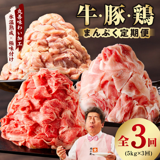 国産 牛肉＆豚肉＆鶏肉 まんぷく 定期便 5kg×3回