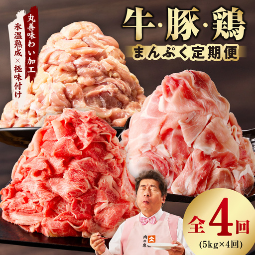 国産 牛肉＆豚肉＆鶏肉 まんぷく 定期便 5kg×4回