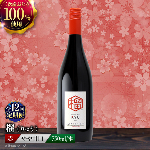 【全12回定期便】 赤ワイン 榴 りゅう RYU 750ml×1本 [APAZ140]赤ワイン