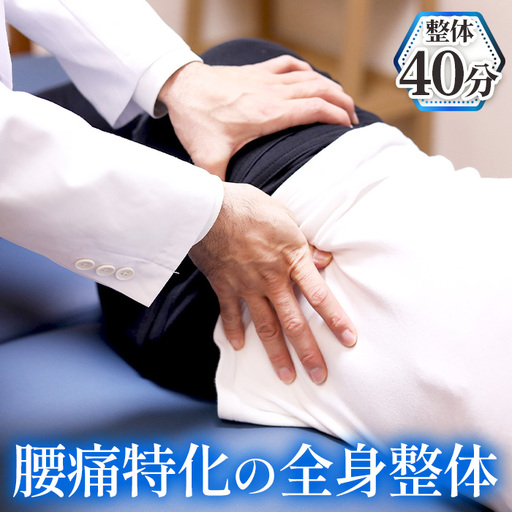 腰痛特化の全身整体40分 / チケット 施術 アフターケア 姿勢 動作の修正 ストレッチ 運動療法 国家資格 愛知県