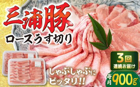 [3回定期便] 三浦豚 豚肉 ロース900g(しゃぶしゃぶ用) / 恵那市 / あづま精肉店 [AUDL015]