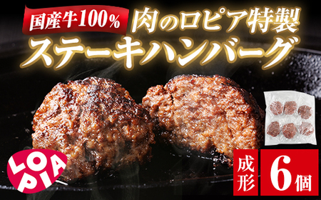 ロピア 国産牛100％！肉のロピア特製 ステーキハンバーグ (成形：130g×6個) 牛肉 ロピア LOPIA 味付け 惣菜 おかず 冷凍 焼くだけ タネ ＜離島配送不可＞【ksg1868】【ロピア】