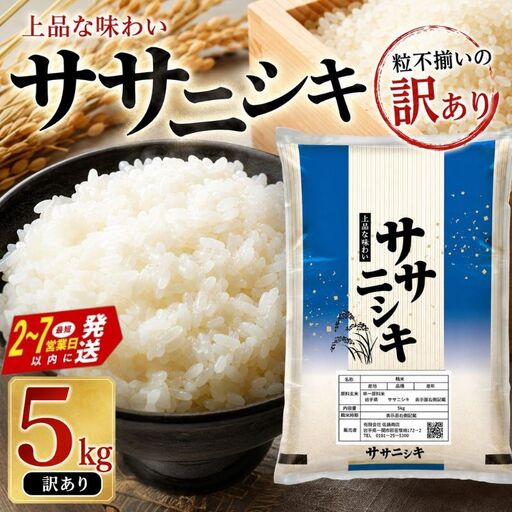 [訳あり]米 精米 令和7年産 平泉町産ササニシキ 5kg[mtk0003-cp]