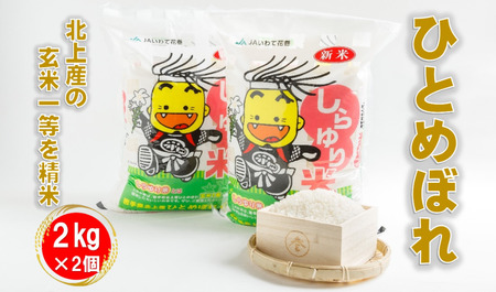 [ 特別栽培米 ]R7年産 北上産 お米 100% 精米したての しらゆり米 ( ひとめぼれ ) 4kg 小分け ( 2kg ×2袋 ) 国産 岩手県 北上市 D0557 JA 産直 あぜみち 米 コメ 精米