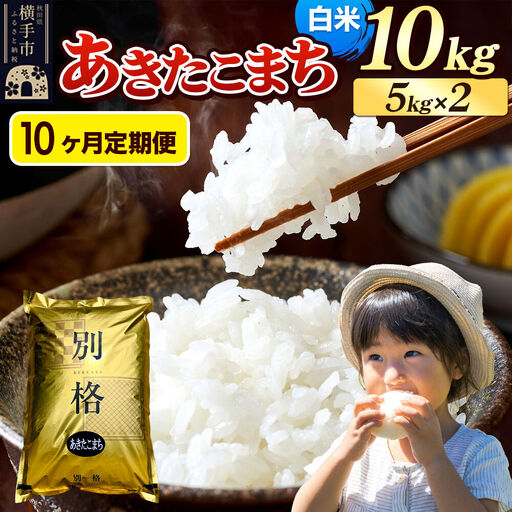 《令和7年産》《定期便10ヶ月》 米 あきたこまち 10kg（5kg×2袋） 【白米】 秋田県産