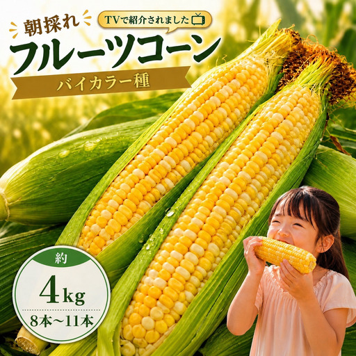 [2027年先行予約 ] フルーツコーン バイカラー種 約4kg(8〜11本) とうもろこし