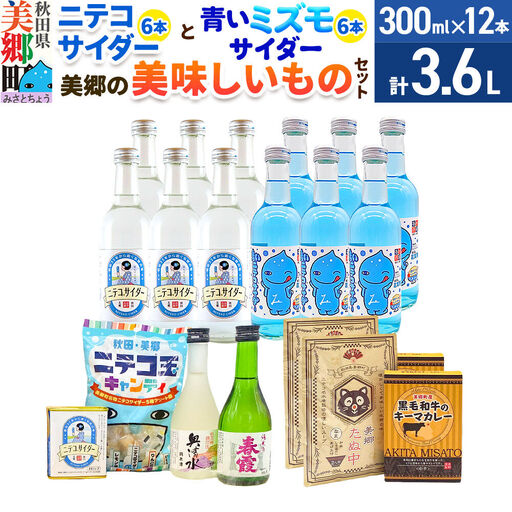 炭酸飲料 ニテコサイダー6本・青いミズモサイダー6本と美郷の美味しいものセット