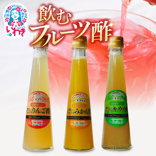 フクハウス飲むフルーツ酢3本Bセット | フクハウス 飲むフルーツ酢 福島産 みかん酢 キウイ酢 りんご酢 健康ドリンク 美容 ダイエット 福島フルーツ 甘酸っぱい ギフト プレゼント | OF001-3-B