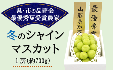 [令和8年産先行予約] [最優秀賞W受賞農家] 冬のシャインマスカット 約700g (1房 秀) [令和8年12月上旬〜発送] 『生産者 佐藤 大輔』 ぶどう 山形県 南陽市 [2237-R8]