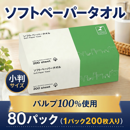 ペーパータオル バージンパルプ 200枚×80パック