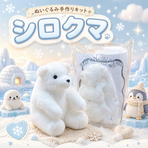 おうちで体験!!動物園で人気者 ぬいぐるみ手作りキット シロクマ ｜ ぬいぐるみ ぬいぐるみ