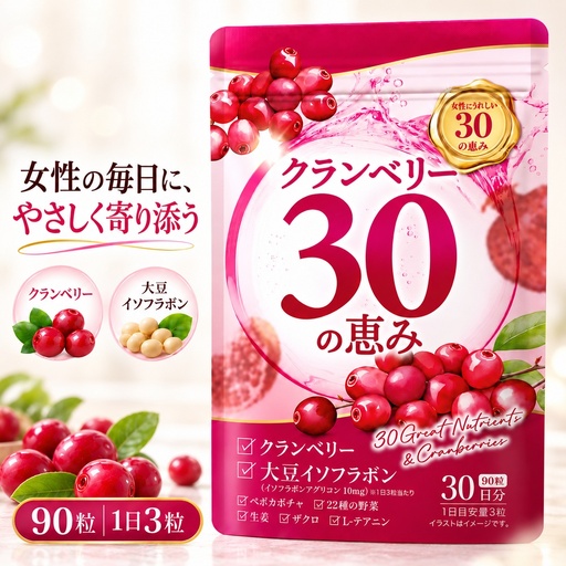 クランベリー30の恵み 1袋 （1ヶ月分） クランベリー ベリー サプリメント トイレ サプリ 小粒タイプ 九州 福岡県 直方市