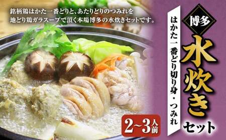 博多水炊き(はかた地どり切り身・つみれ)セット 2〜3人前 鍋 鍋セット 水炊き 水たき 鶏モモ もも肉 鶏肉 つみれ 切り身 福岡 国産 冷凍