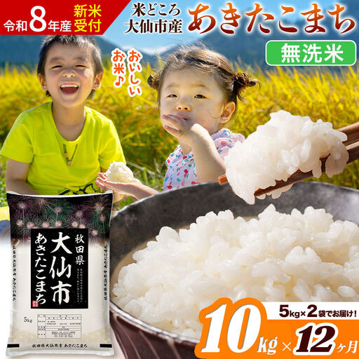 《令和8年産 新米受付》《定期便12ヶ月》あきたこまち【無洗米】米どころ秋田県大仙市産 あきたこまち 10kg（5kg×2袋）