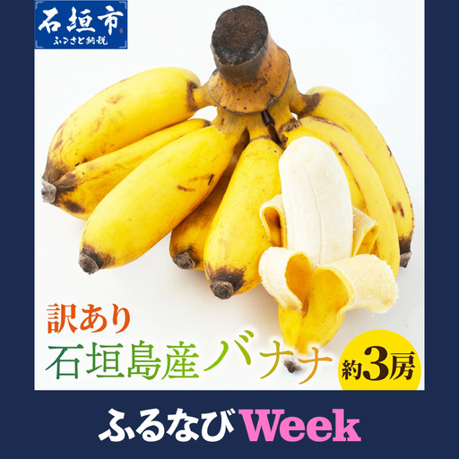 【ふるなびWEEK対象】＜訳あり＞ 大満足！石垣島産バナナ3房 