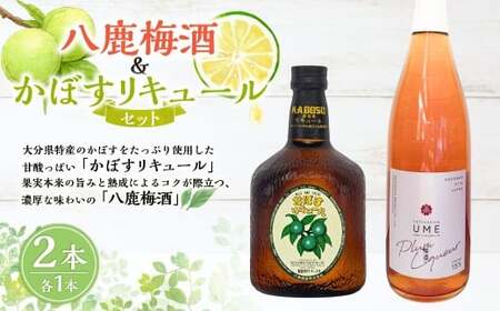 八鹿梅酒 720ml×1本（15度） ＆ かぼすリキュール 640ml×1本（25度） セット 計2本 2種 梅酒 リキュール お酒 酒 アルコール 瓶 大分県産 大分県 九重町【2026年4月下旬より順次発送予定】