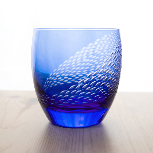 浅草切子 aquatic「回遊展開 丸オールド青藍」_0012-080-T07