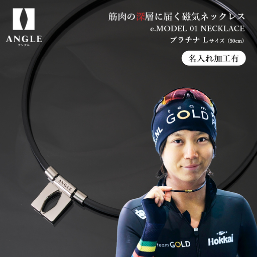 【名入れ加工有】アングルe.モデル01ネックレス【プラチナＬサイズ】 【 磁気ネックレス 】