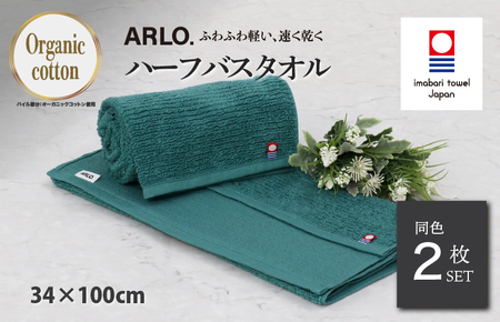 (今治タオルブランド認定品) ARLO.ハーフバスタオル 2枚 (グリーン) [I003930HBT2G] 今治タオル タオル 今治バスタオル 小さめ 毛羽落ち 吸水 ふわふわ 超無撚糸 ギフト ギフトセット お祝い 贈り物 日本製 プレーリードッグ