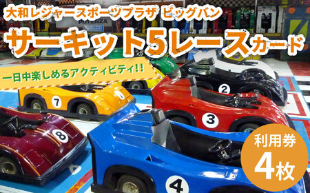 サーキット 5レースカード×4枚セット 大和レジャー スポーツプラザ ビッグバン 室内サーキット スリックカート ドリフト走行 チケット 利用券 室内 スポーツ アミューズメント 神奈川県 大和市 送料無料