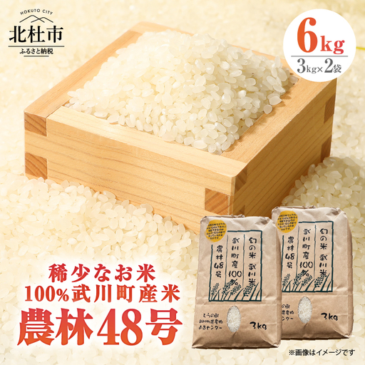 【令和7年度米】山梨最大の米処　北杜市武川町産　幻の米　農林48号3kg×2袋 粘り 甘味 冷めても美味しい 山梨最大の米処 [h057]