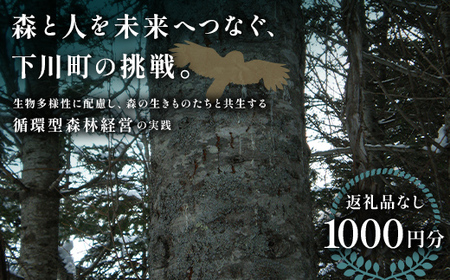 【返礼品なし】森と人を未来へつなぐ、下川町の挑戦（1000円分） 森 森林 環境保全 下川町 F4G-0329