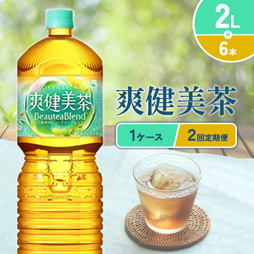 （2回定期便）爽健美茶 2L PET【コカ・コーラ】ペットボトル 1ケース(6本)  定期便 2回(12本) セット お茶 カフェインゼロ ノンカフェイン ハトムギ ブレンド茶 宮崎県 えびの市 送料無料