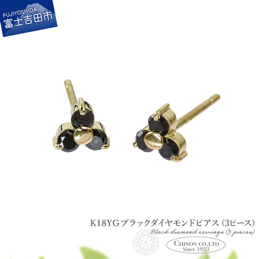 ピアス K18YG　ブラックダイヤモンドピアス（3ピース）　CS-711 ジュエリー