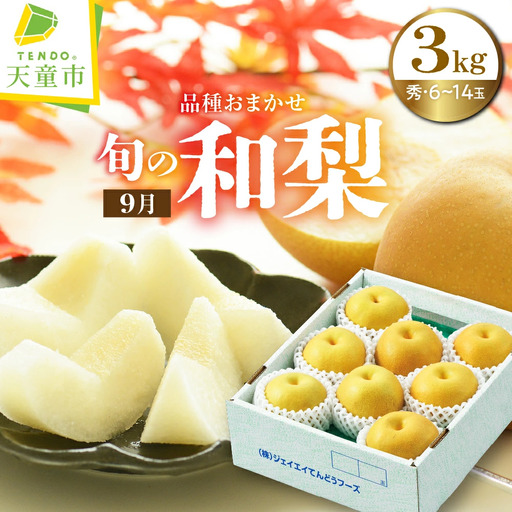 9月 旬 の 和梨 品種おまかせ 3kg フルーツ 果物 山形 梨
