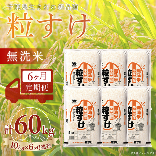 ＜6か月定期便＞ 千葉県産「粒すけ」無洗米 10kg×6か月連続 計60kg A100