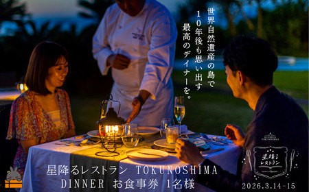 星降るレストラン TOKUNOSHIMA DINNER お食事券 （3月15日 日曜日 開催 1名様） ( レストラン 食事券 道の駅とくのしま 星空 ディナー 徳之島 奄美 徳之島町ふるさと納税限定 )