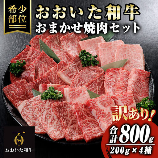 ＜訳あり＞ おおいた和牛 おまかせ 焼肉 セット (合計800g：200g×4種) 焼き肉 牛肉 肉 冷凍 国産 和牛 個包装 小分け ブランド牛 盛り合わせ バラ ロース モモ 【optk003】【大分県畜産公社】